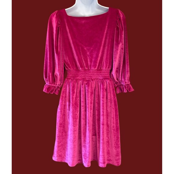 Collective Concept Pink Velvet Babydoll Ruffle Party Dress Puff Sleeve Small Y2K - Picture 2 of 4